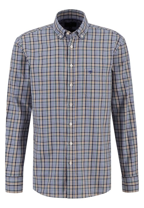 Fynch-Hatton Allover Mini Checks Button Down Overhemd Sage Green