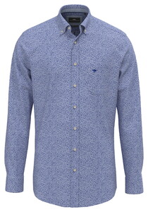 Fynch-Hatton Allover Mini Flower Pattern Overhemd Harbor Blue
