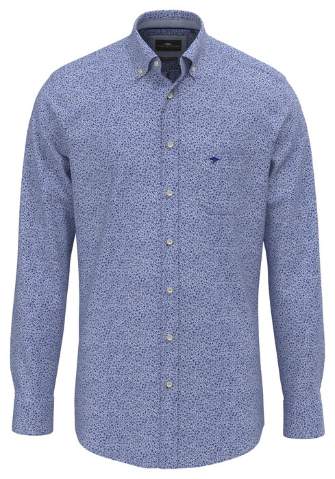 Fynch-Hatton Allover Mini Flower Pattern Overhemd Harbor Blue