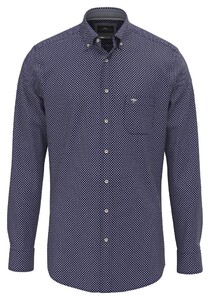 Fynch-Hatton Allover Mini Pattern Flanel Overhemd Misty Blue