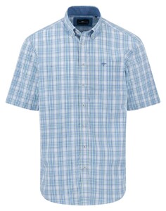 Fynch-Hatton Allover Multi Check Short Sleeve Overhemd Minty Green