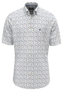 Fynch-Hatton Allover Pattern Button-Down Slub Cotton Shirt Spicy Red