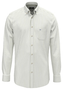 Fynch-Hatton Allover Stripe Washed Oxford Button-Down Overhemd Avocado