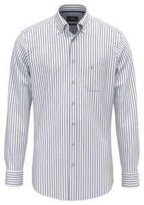 Fynch-Hatton Allover Stripe Washed Oxford Button-Down Overhemd Harbor Blue