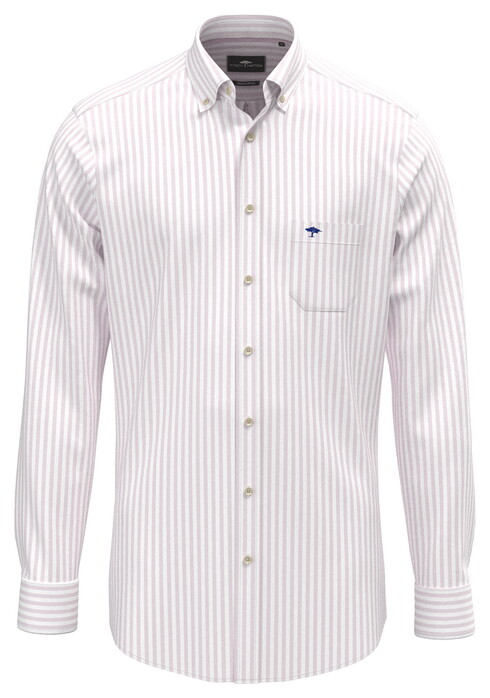 Fynch-Hatton Allover Stripe Washed Oxford Button-Down Overhemd Magnolia