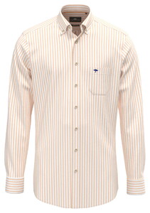 Fynch-Hatton Allover Stripe Washed Oxford Button-Down Overhemd Tangerine