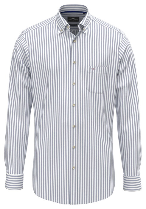 Fynch-Hatton Allover Stripe Washed Oxford Button-Down Shirt Harbor Blue