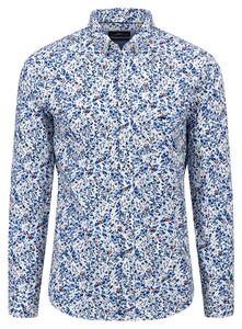 Fynch-Hatton Allover Vibrant Flower Pattern Overhemd Vibrant Blue