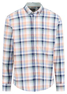 Fynch-Hatton Bold Colorful Combi Check Overhemd Peach-Blue-Green