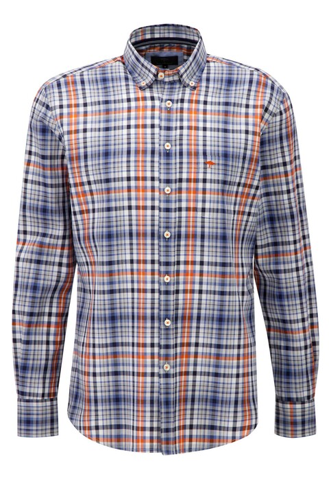 Fynch-Hatton Bold Combi Checks Overhemd Burnt Orange-Multi