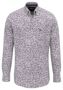 Fynch-Hatton Bold Mini Flower Pattern Button-Down Overhemd Aubergine