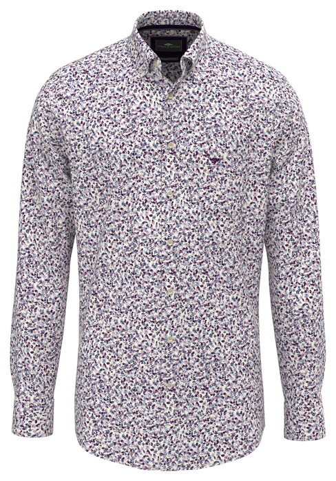 Fynch-Hatton Bold Mini Flower Pattern Button-Down Overhemd Aubergine