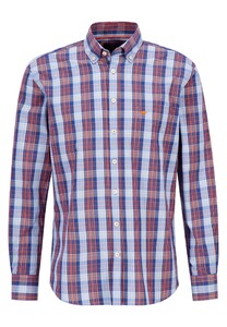 Fynch-Hatton Bold Multi Check Button Down Overhemd Tangerine-Blue