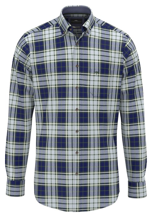 Fynch-Hatton Brushed Twill Check Button-Down Overhemd Dark Leaf