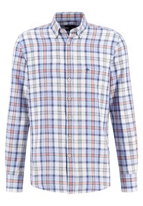 Fynch-Hatton Button Down Summer Big Checks Overhemd Light Sky