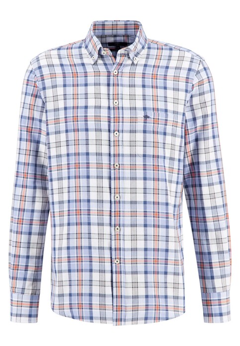 Fynch-Hatton Button Down Summer Big Checks Overhemd Light Sky