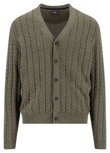 Fynch-Hatton Buttoned Cardigan Soft Cable Knit Vest Donker Khaki