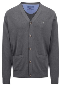 Fynch-Hatton Buttoned Cardigan Superfine Cotton Vest Steel