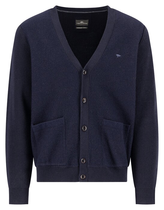 Fynch-Hatton Buttoned Closure Boiled Wool Vest Navy