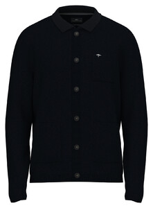 Fynch-Hatton Buttoned Cotton Structure Cardigan Navy