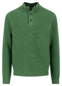 Fynch-Hatton Buttoned Troyer Soft Cotton Wool Trui Dark Leaf