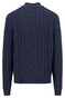 Fynch-Hatton Buttoned Troyer Soft Knit Cable Cotton Wool Blend Pullover Navy