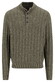 Fynch-Hatton Buttoned Troyer Soft Knit Cable Cotton Wool Blend Trui Donker Khaki