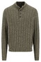 Fynch-Hatton Buttoned Troyer Soft Knit Cable Cotton Wool Blend Trui Donker Khaki