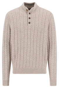 Fynch-Hatton Buttoned Troyer Soft Knit Cable Cotton Wool Blend Trui New Off White