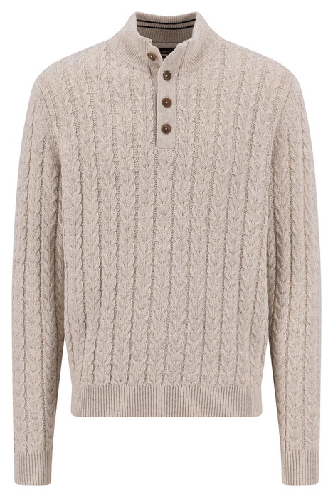 Fynch-Hatton Buttoned Troyer Soft Knit Cable Cotton Wool Blend Trui New Off White