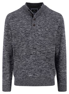 Fynch-Hatton Buttoned Troyer Twisted Mouliné Trui Charcoal