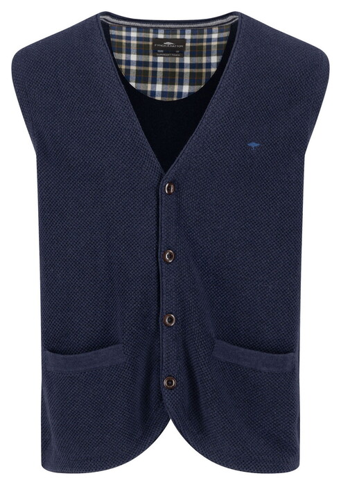 Fynch-Hatton Buttoned Vest Cotton Wool Navy