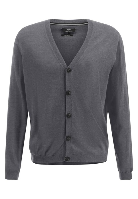 Fynch-Hatton Cardigan Buttons Merino Steel