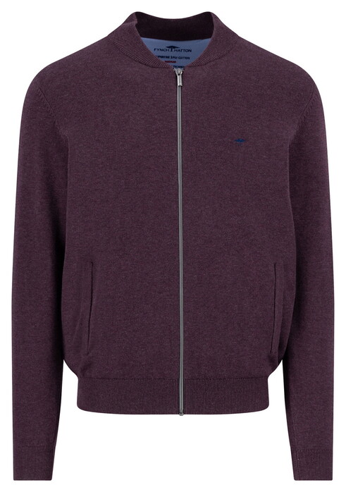 Fynch-Hatton Cardigan College Superfine 3-Ply Cotton Vest Aubergine
