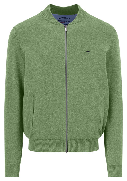 Fynch-Hatton Cardigan College Superfine 3-Ply Cotton Vest Avocado