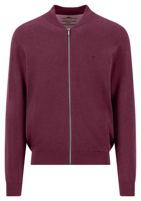 Fynch-Hatton Cardigan College Superfine 3-Ply Cotton Vest Deep Merlot