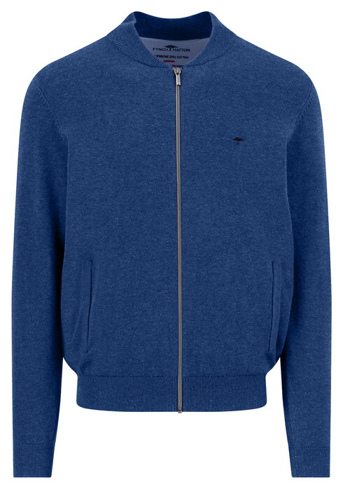 Fynch-Hatton Cardigan College Superfine 3-Ply Cotton Vest Harbor Blue