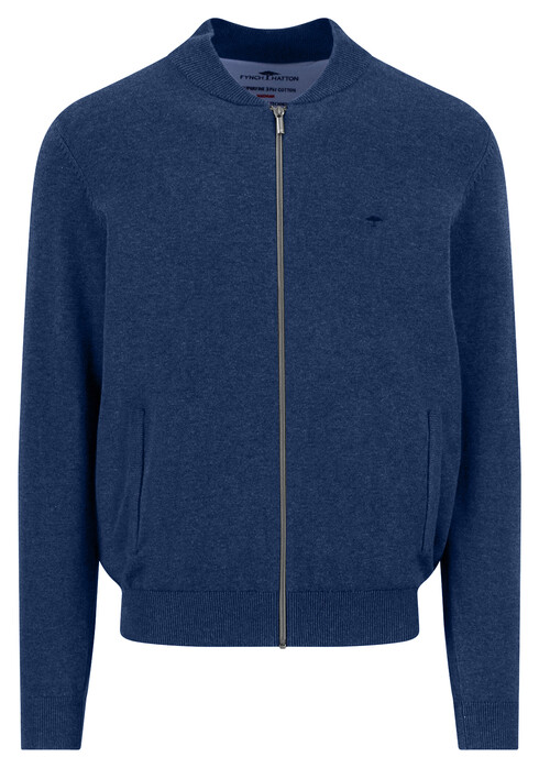 Fynch-Hatton Cardigan College Superfine 3-Ply Cotton Vest Midnight