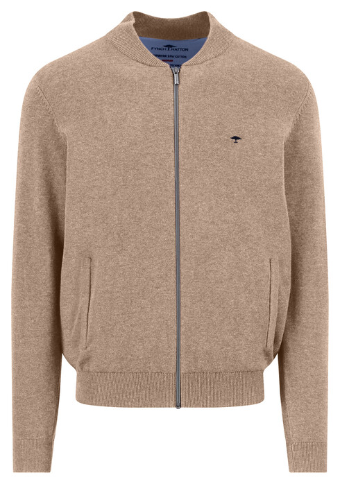 Fynch-Hatton Cardigan College Superfine 3-Ply Cotton Vest Taupe