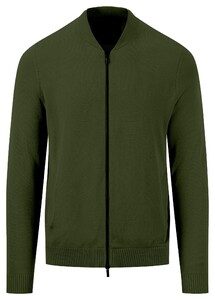Fynch-Hatton Cardigan College Zip Fine Knit Vest Dusty Olive