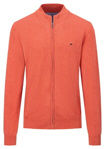 Fynch-Hatton Cardigan Stand-Up Zip Superfine Cotton Vest Orient Red
