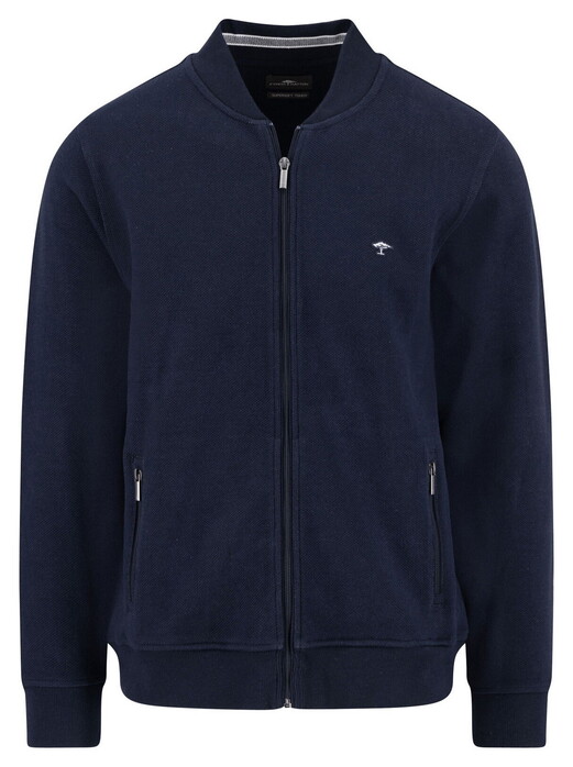 Fynch-Hatton Cardigan Structure Interlock Navy