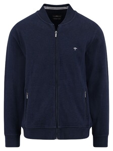 Fynch-Hatton Cardigan Structure Interlock Vest Navy