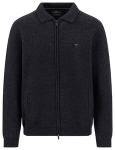 Fynch-Hatton Cardigan Zip Boiled Wool Charcoal
