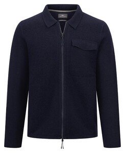 Fynch-Hatton Cardigan Zip Boiled Wool Vest Navy