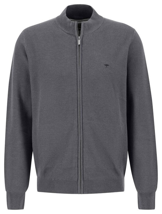 Fynch-Hatton Cardigan Zip Fine Structure Vest Steel