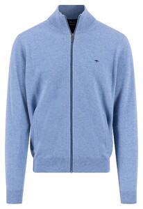 Fynch-Hatton Cardigan Zip Lambswool Crystal Blue