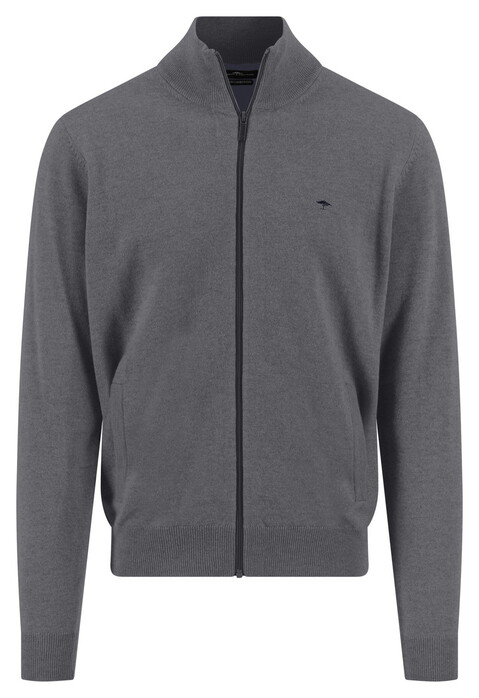 Fynch-Hatton Cardigan Zip Lambswool Vest Steel