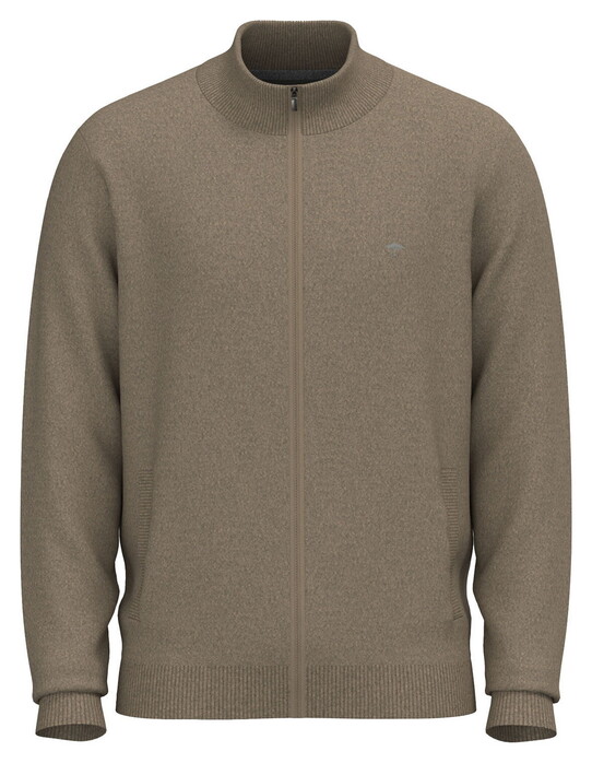 Fynch-Hatton Cardigan Zip Lambswool Vest Taupe