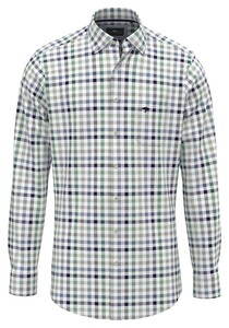 Fynch-Hatton Classic Combi Check Button Down Overhemd Grasgroen